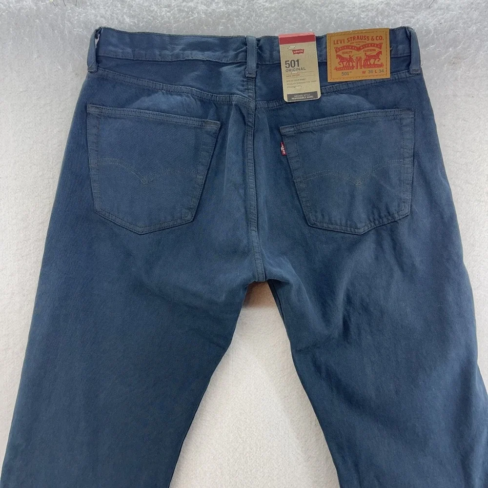 Levis 501 Jeans Mens 36x34 Blue Original Fit Straight Denim Casual 90s Skater